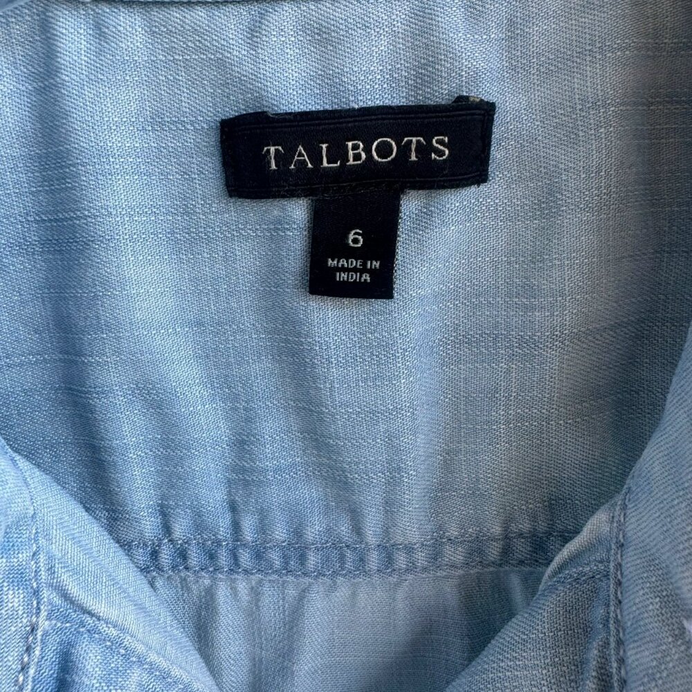 Talbots Sleeveless Half Button Collared Blue Deni… - image 3